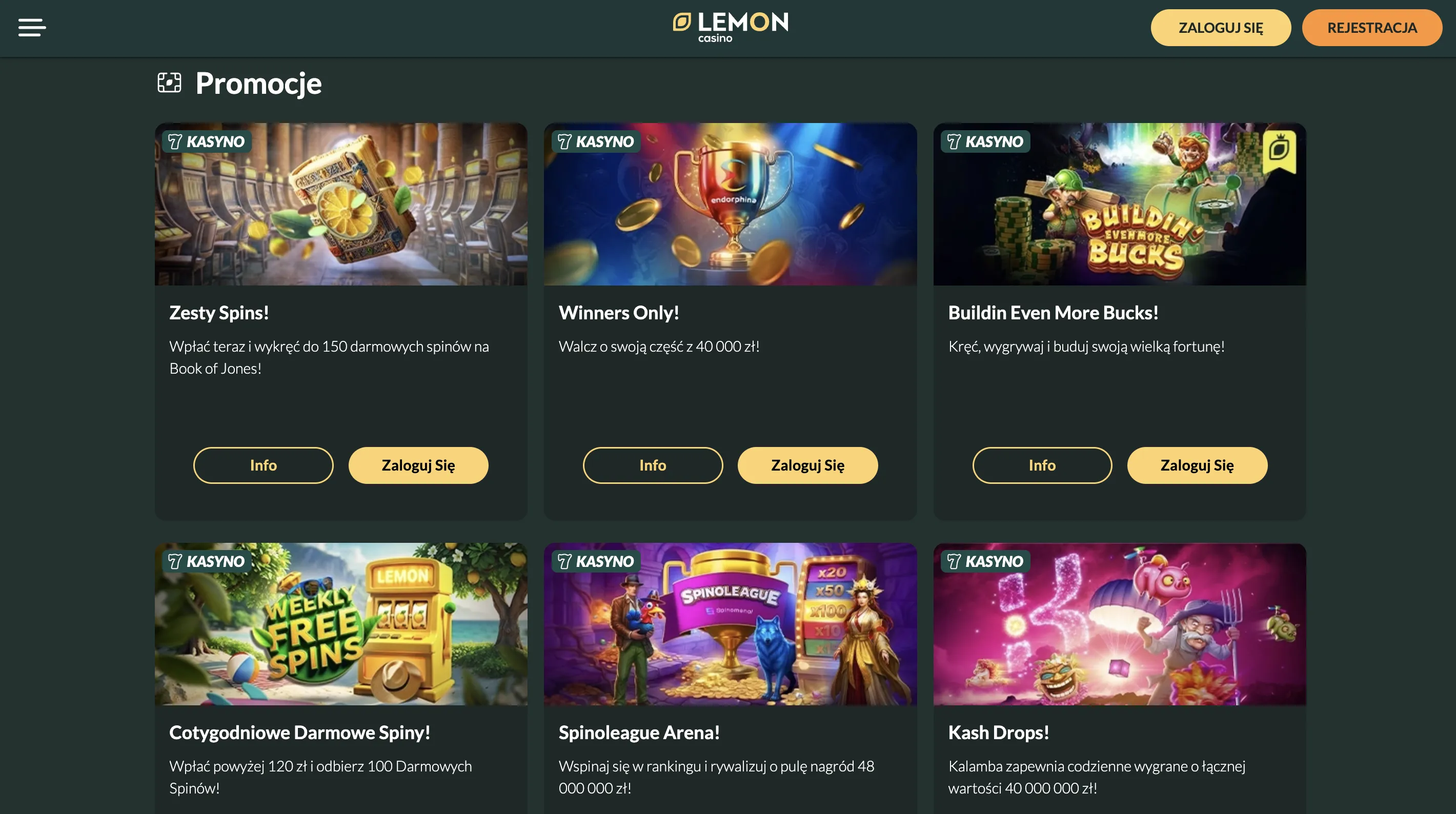 Lemon Casino bonusy — pakiet powitalny i kod promocyjny